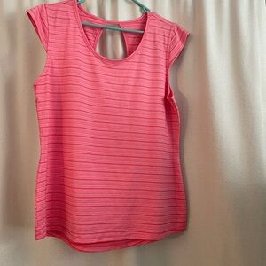 Orange Cap Sleeves Top with a Peek a Boo Oval cut out in the Back